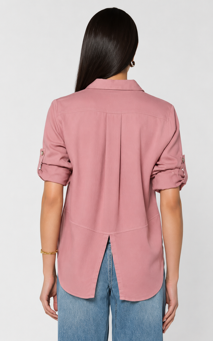 Riley Button Up Top - Mauve