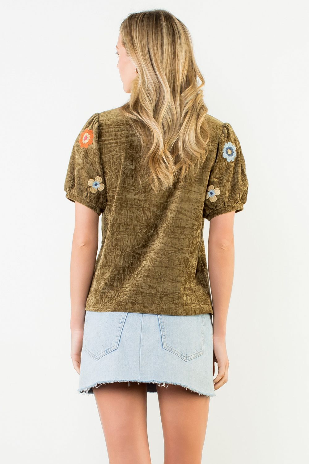 THML Daniella Olive Embriodered Detail Top