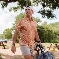 Burlebo Performance Polo- Orange Texas Camo