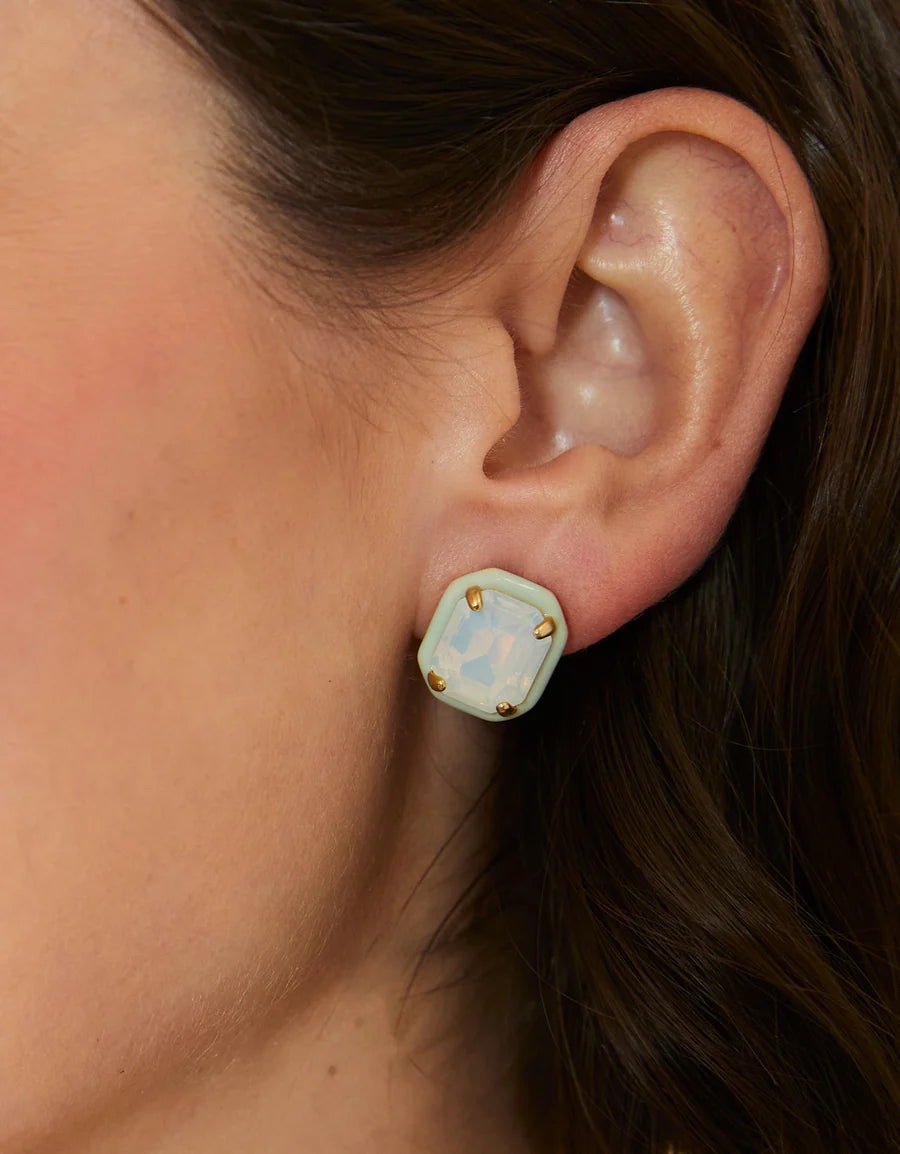 Clara Windiw Stud Earrings - White Opal