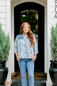 Layerz The Jane Top -  Blue Santa Toile