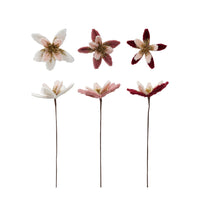 Faux Fur Poinsettia Stem with Glitter & Beads, 3 Colors