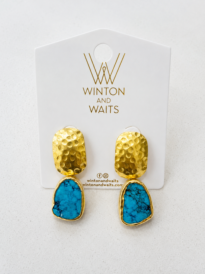 Hammered Drop Earring - Turquoise