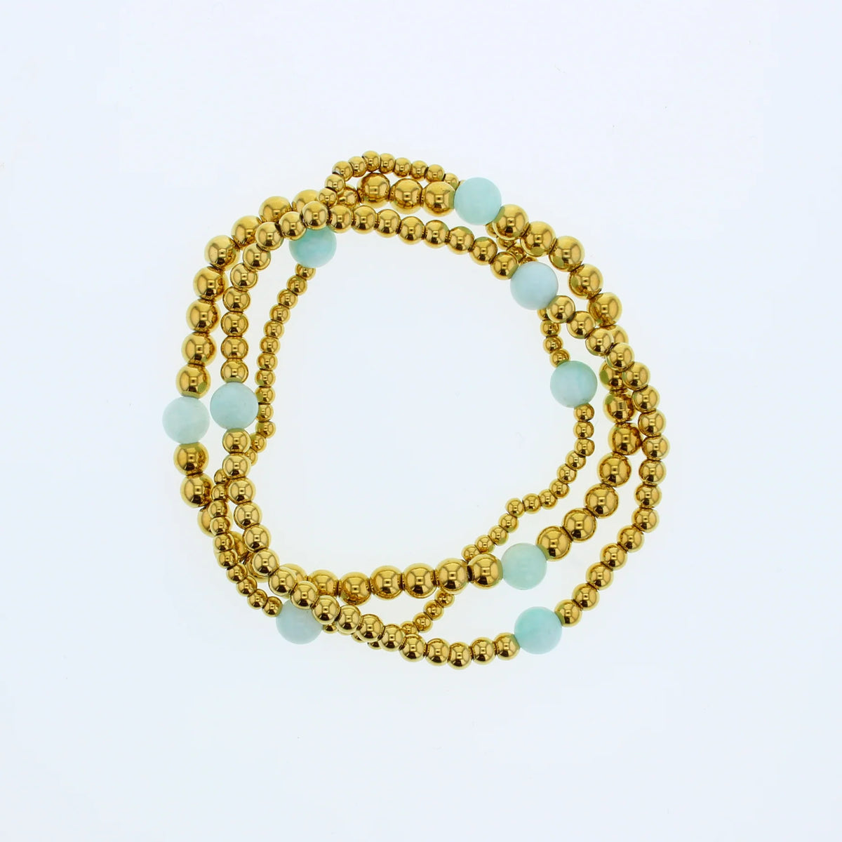 Lotus Tarnish Free Water Resistant Gold Sadie Bracelet Stack W/ Amazonite