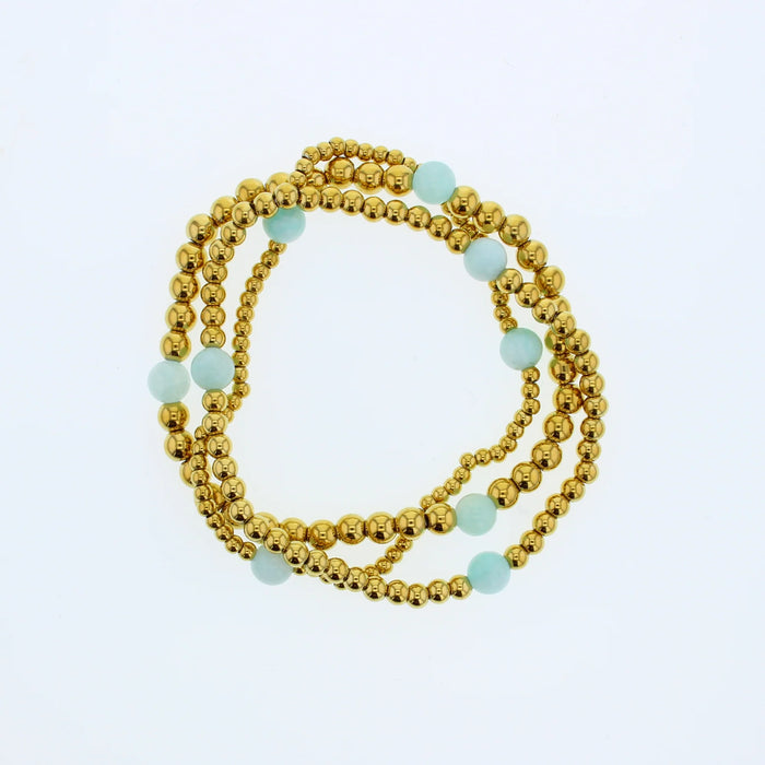 Lotus Tarnish Free Water Resistant Gold Sadie Bracelet Stack W/ Amazonite