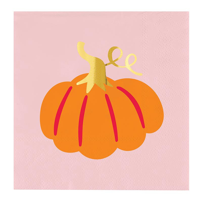Foil Beverage Napkins - Pumpkin