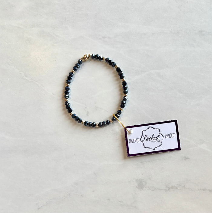 Classic 3mm Gold Filled Gypsy Bracelet with Graphite Crystals