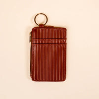 Ripple Ridge Keychain Wallet - Cognac