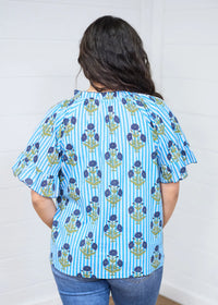 Layerz The Bell Top-Blue Stripe