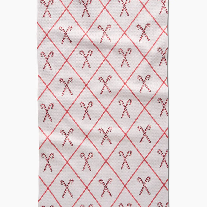 Geometry Festive Candy Canes Tea Towel