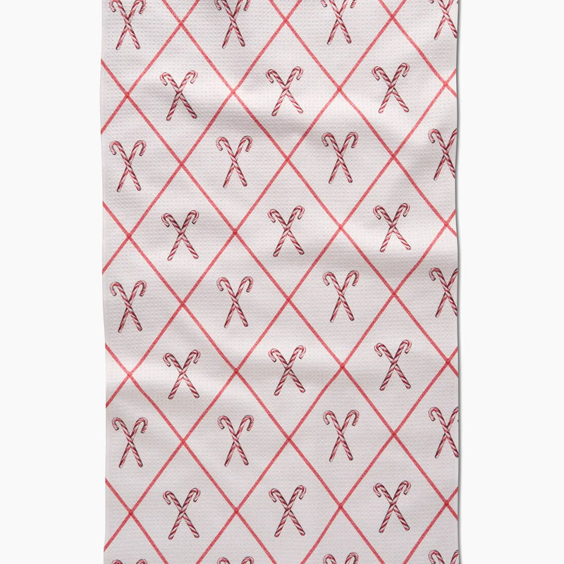 Geometry Festive Candy Canes Tea Towel