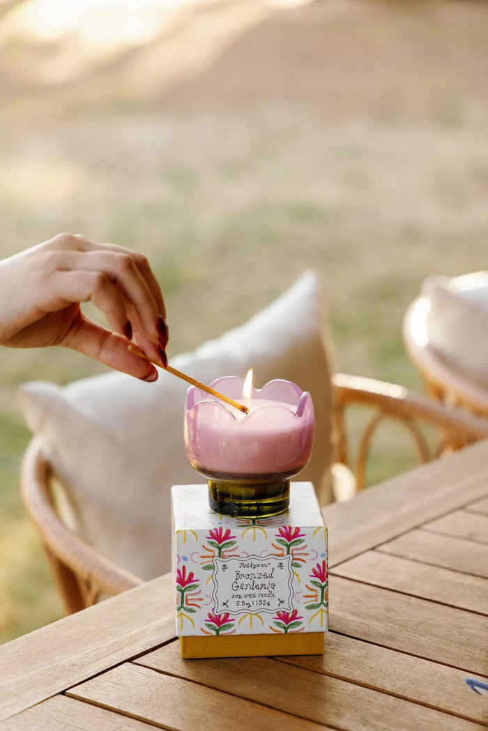 Paddywax Bronzed Gardenia 5.5oz Tulip Glass Candle