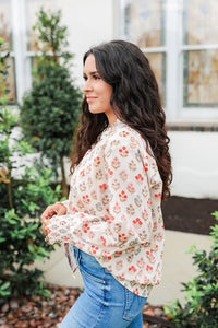 Layerz The Renee Top - Red/Blue Floral
