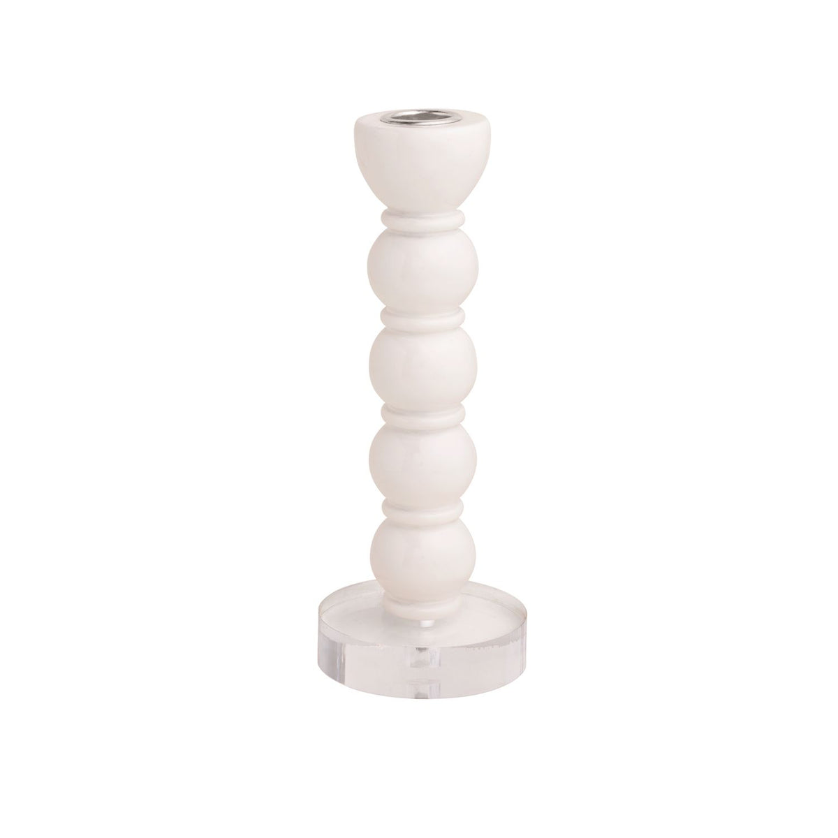 White Resin Taper Candle Holder Medium