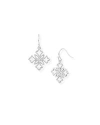 Heirloom Mini Cross Drop Earrings in Silver
