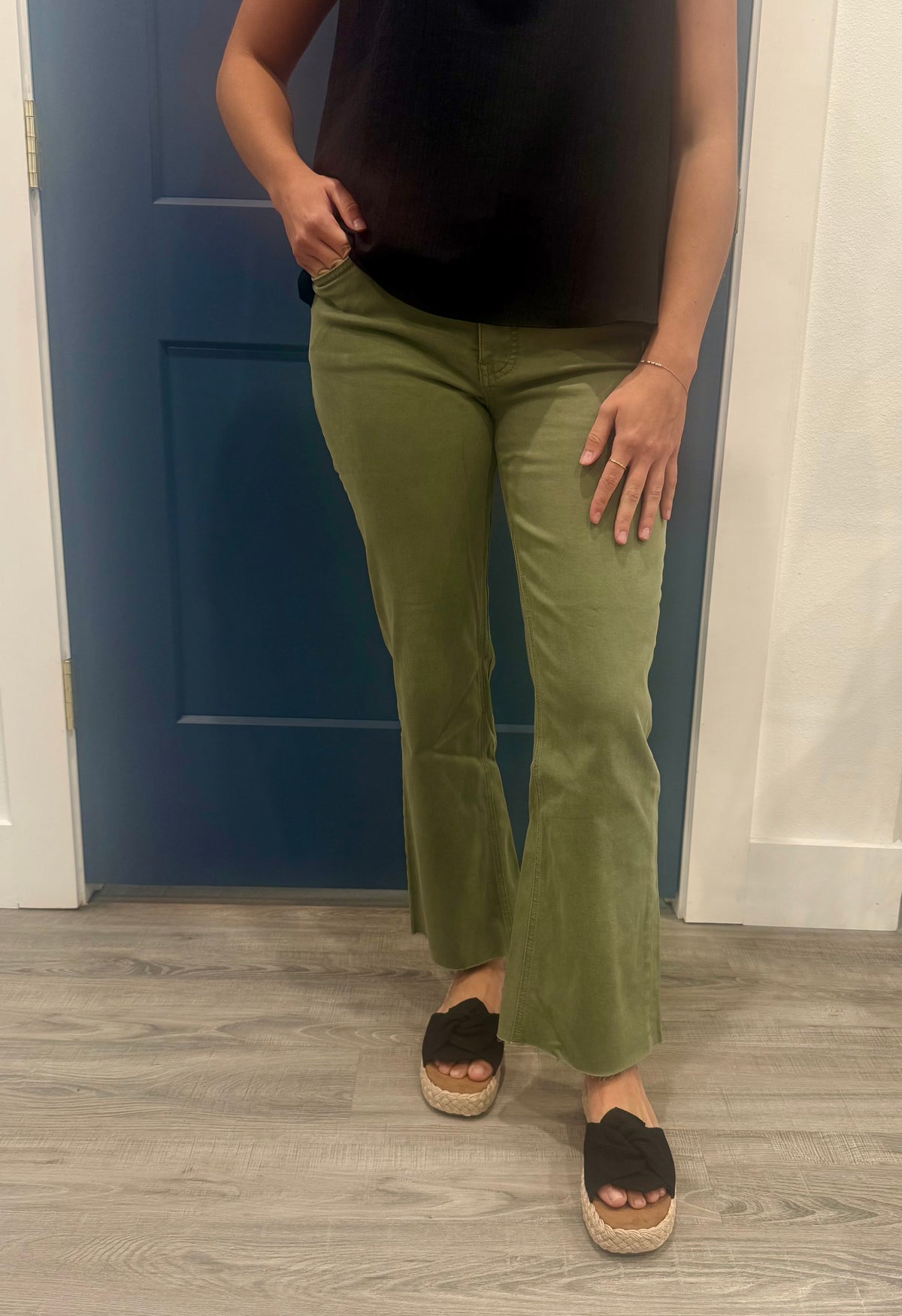 Kut from the Kloth Olive ‘Kelsey’ High Rise Flare Leg