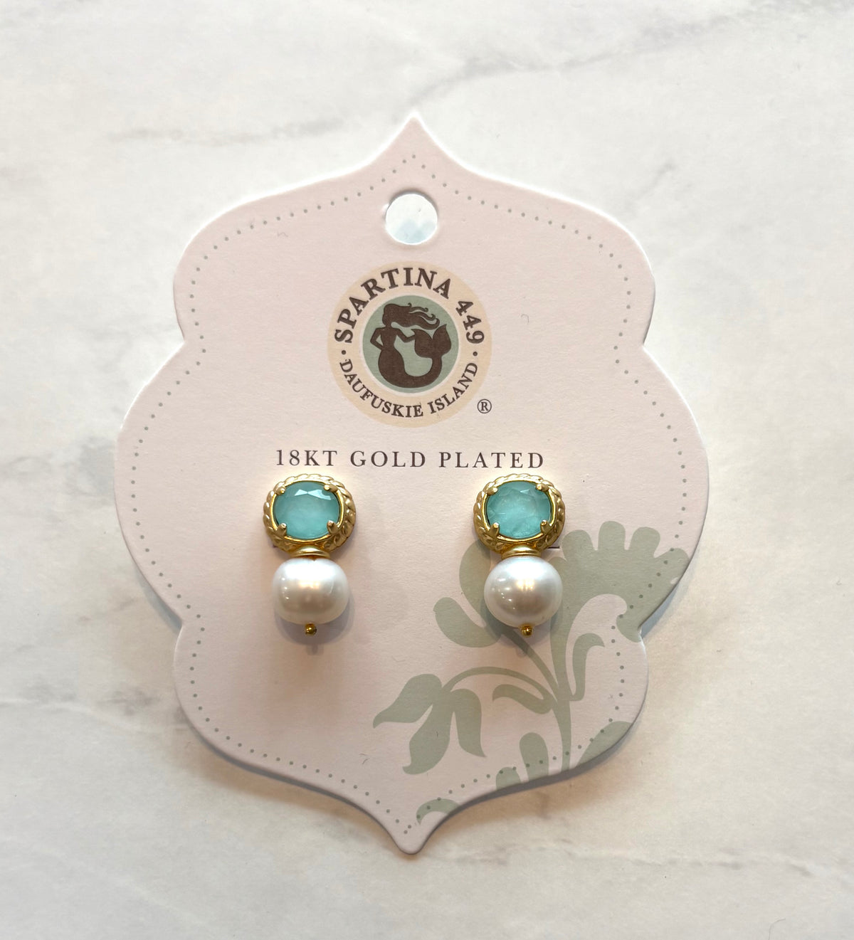 Spartina Karina Petite Pearl Stud Earrings Ocean Blue