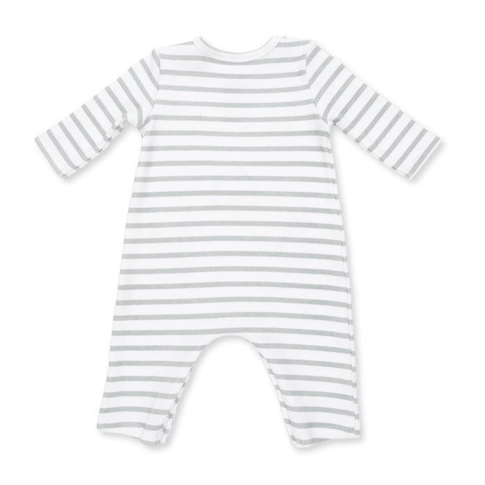Angel Dear Cow Blue Long Sleeve Snap Shoulder Romper