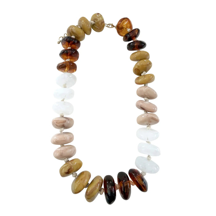 Delray Chunky Beaded Necklace - Tan/Tortoise