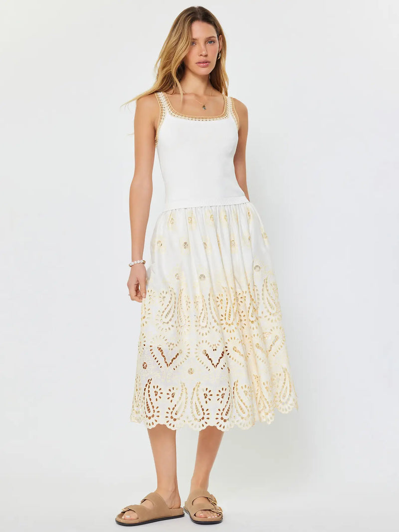 danielle midi dress Danielle White tulle godet midi dress, M / White