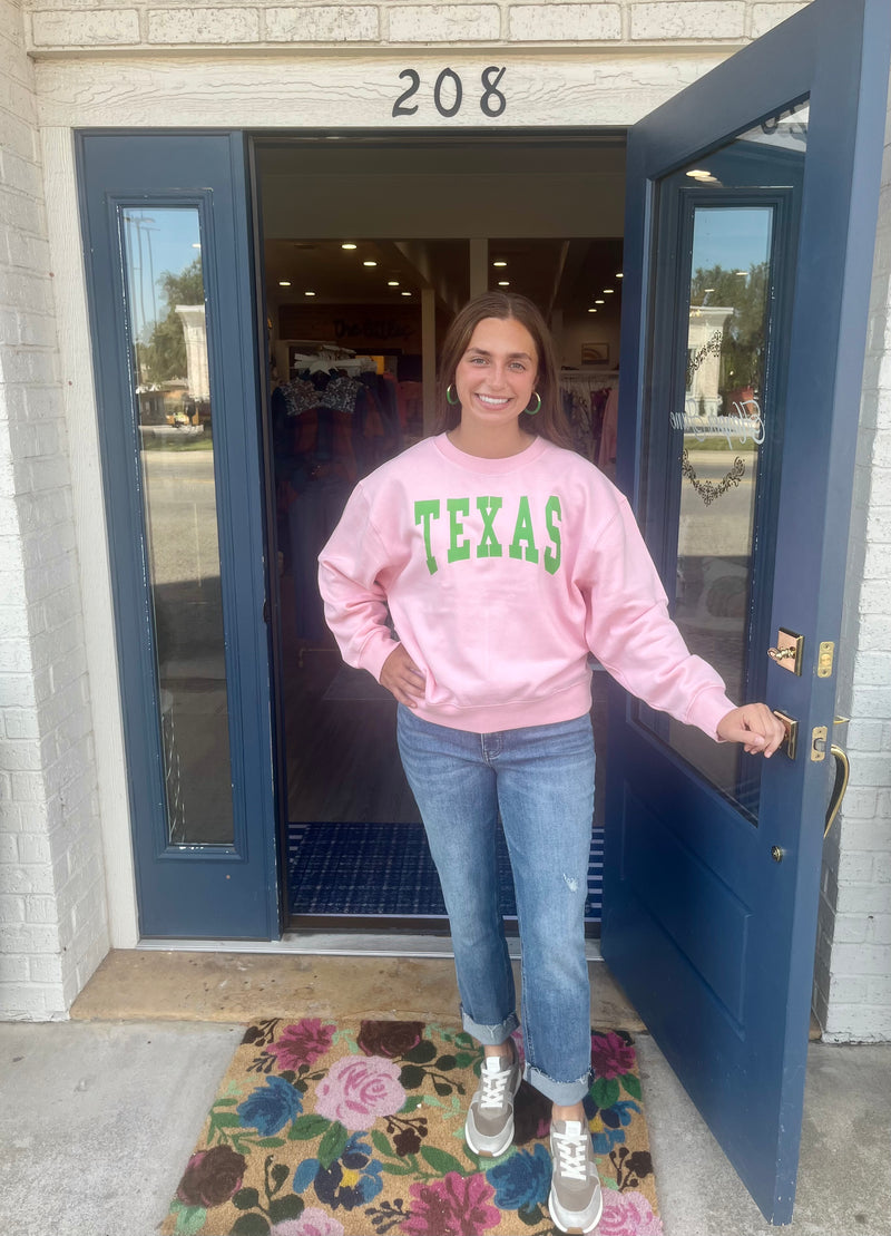 Custom Texas Pink & Green Crew Neck