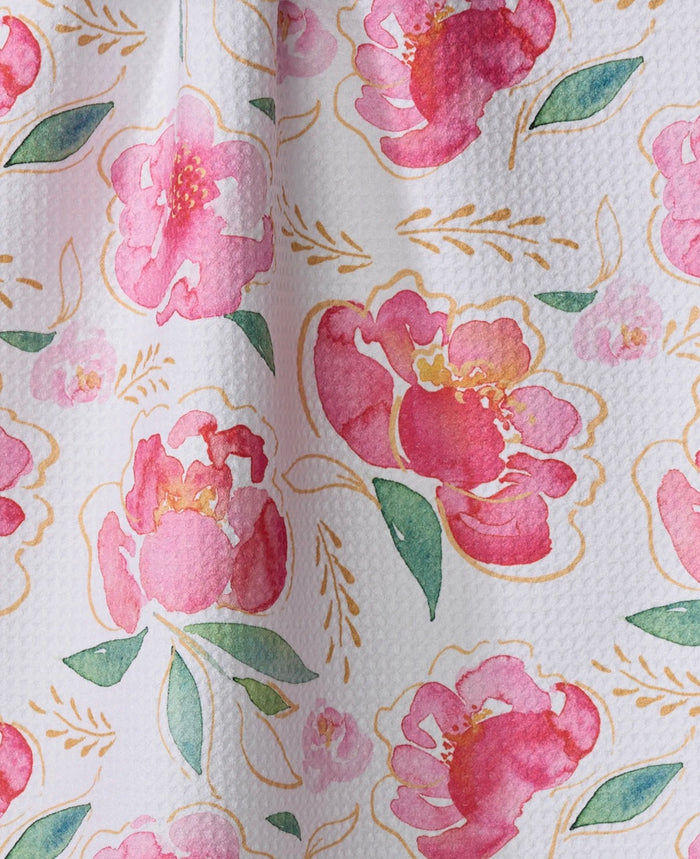 Geometry Pink Peony Tea Towel