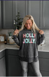 Holly Jolly Charcoal Burnout Sweatshirt