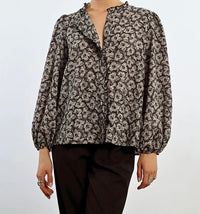 Jessica Black Print Blouse with Sparkles