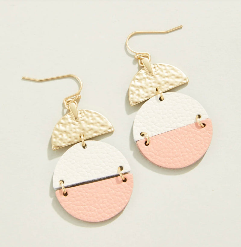 Spartina Disco Leather Earrings Cream/Pink