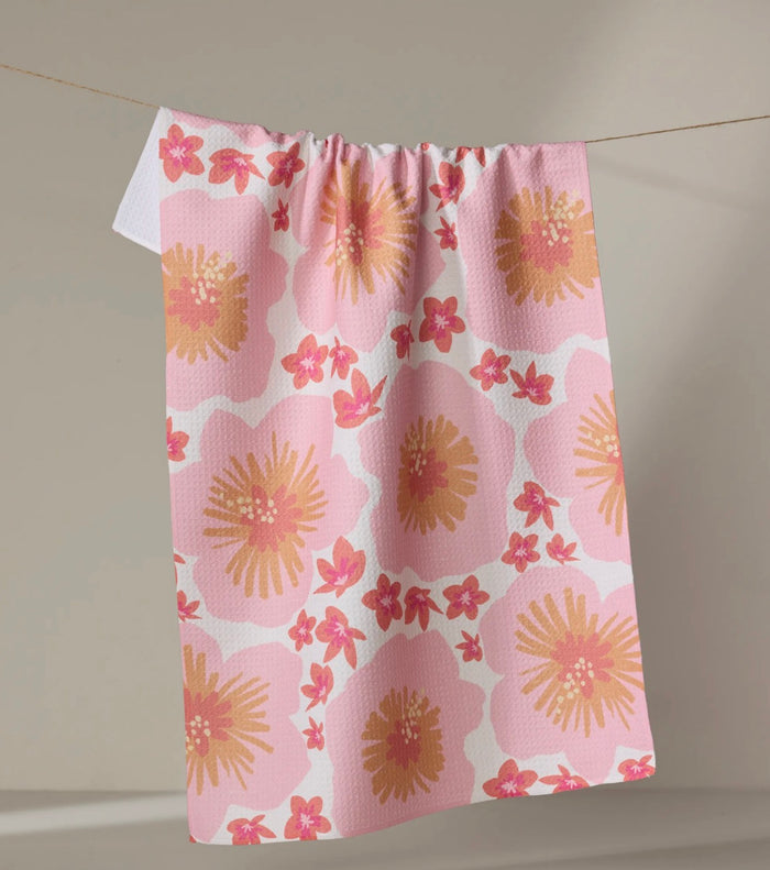 Geometry Hibiscus Sunset Tea Towel