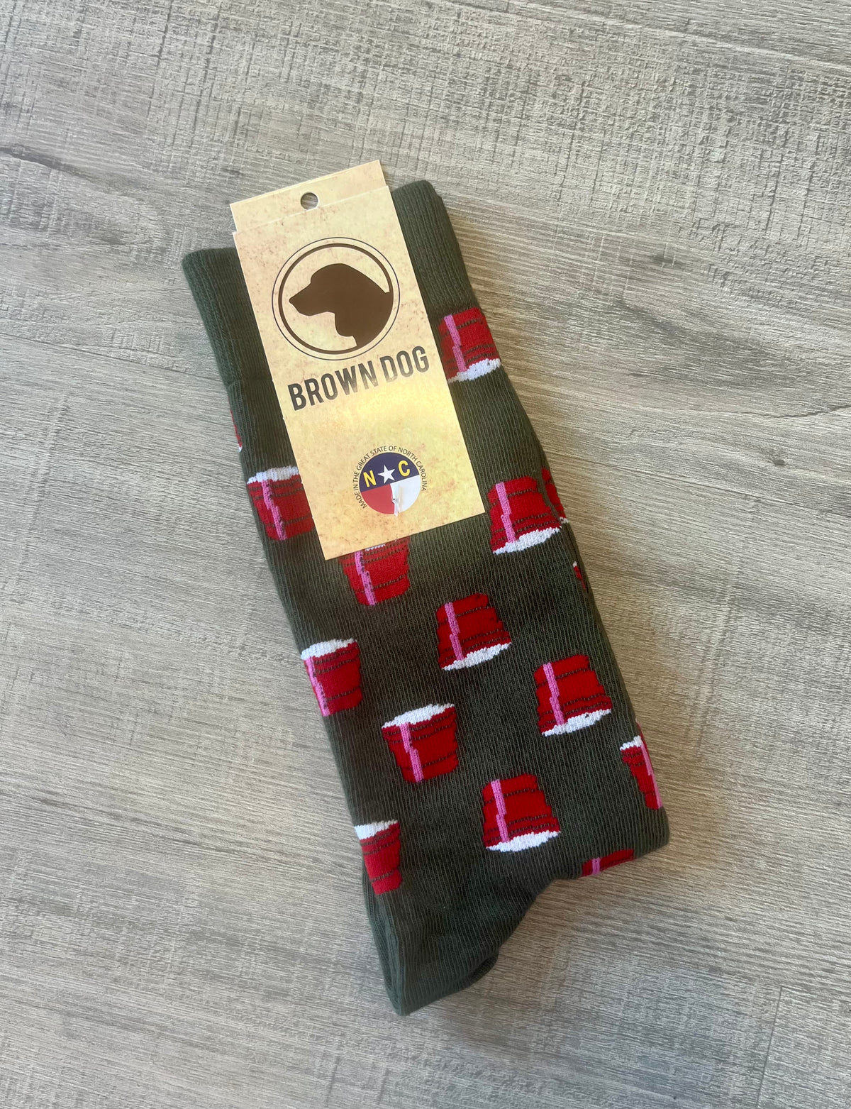 Brown Dog Party Cup Sage Socks