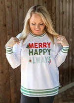 Merry Happy Always White Retro Sweatshirt