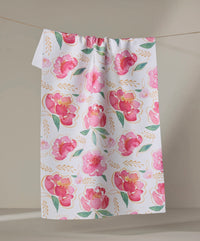 Geometry Pink Peony Tea Towel