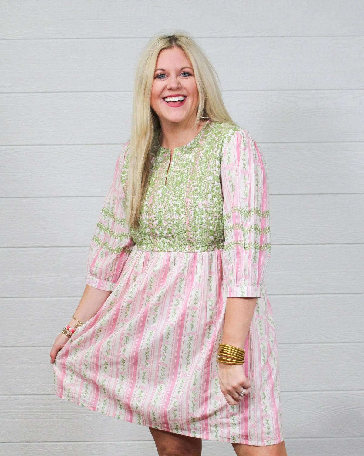 Helen Dress - Green & Pink