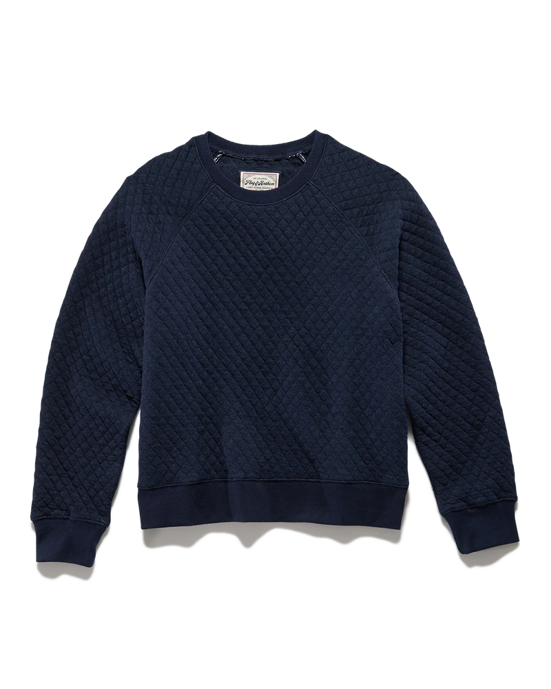 Woodlawn Navy Quilted Crewneck Sweatshirt