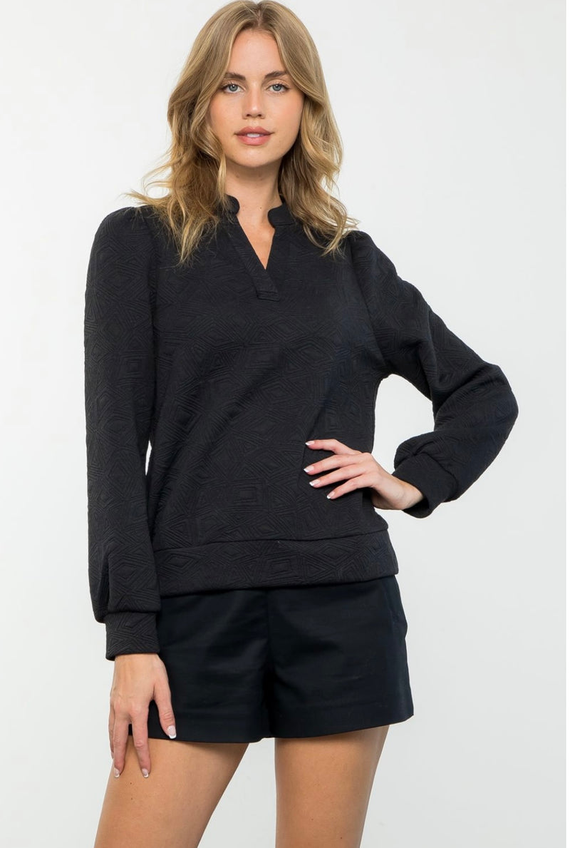 Tara Black Textured Sweater