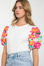 Bella Embroidered Sleeve Top