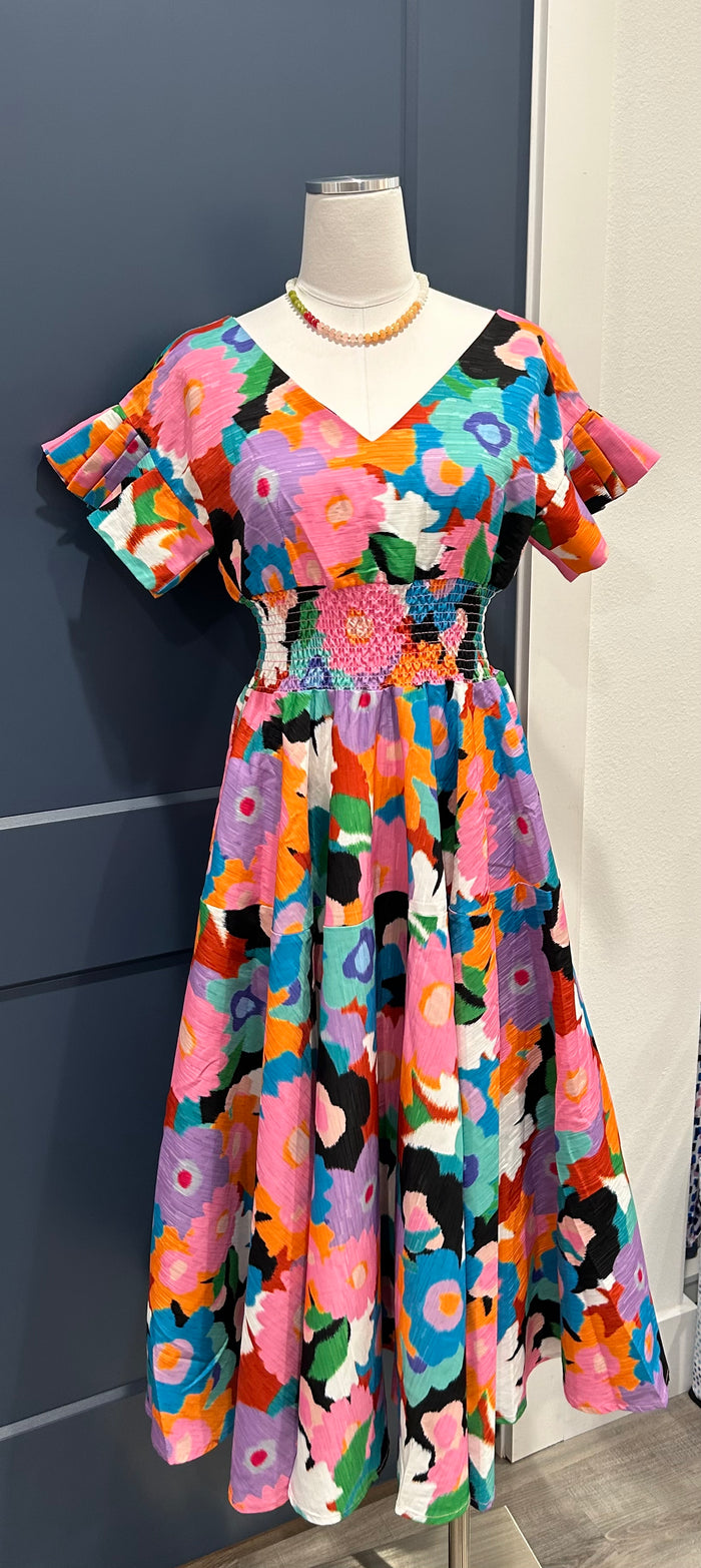 Ashley Floral Print Midi Dress