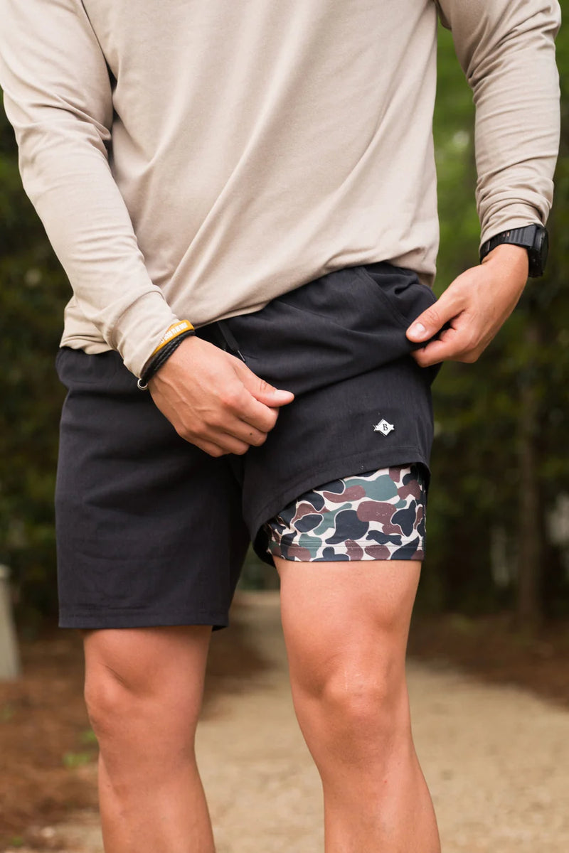 Burlebo Athletic Shorts in Black w/ Throwback Camo Liner