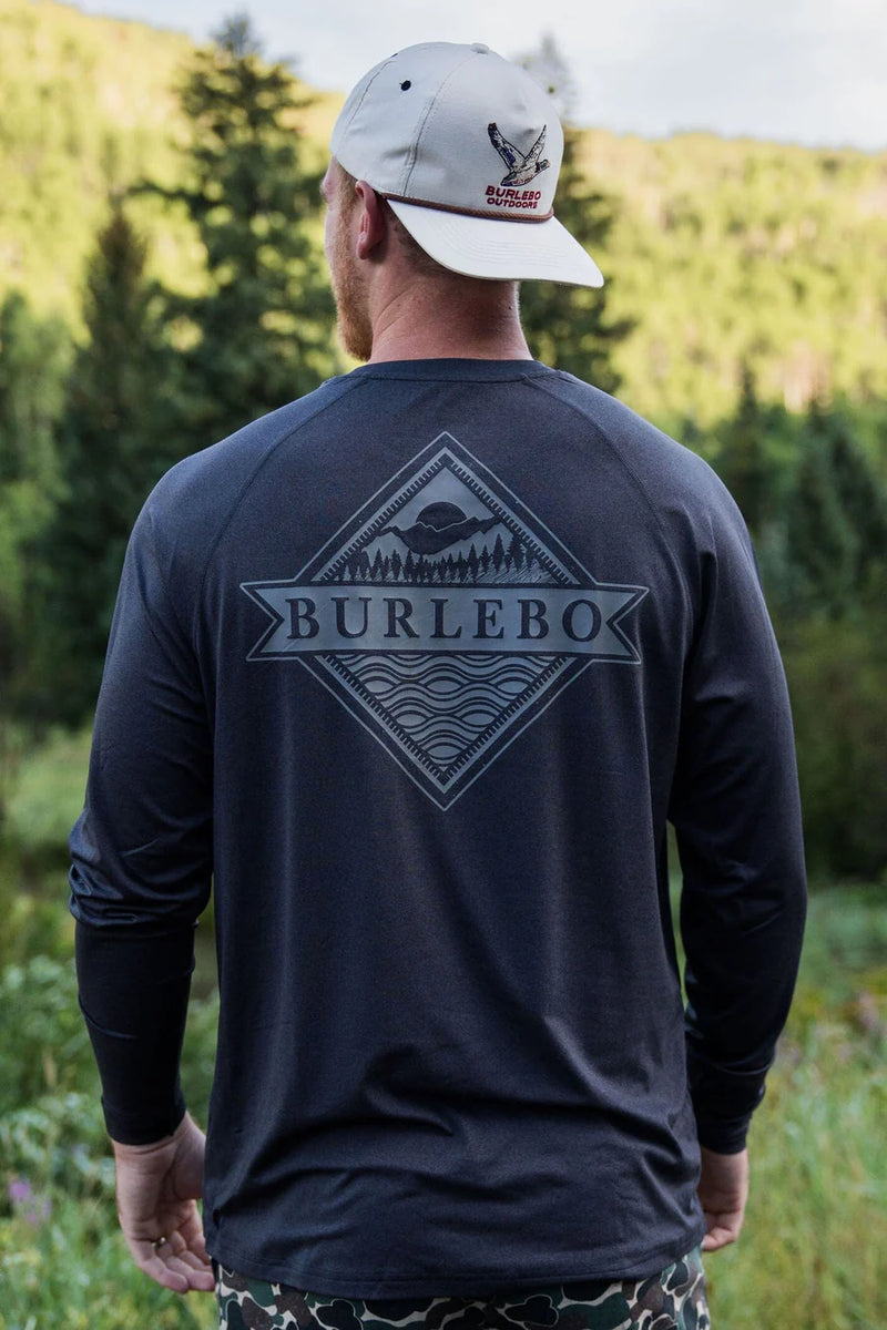 Burlebo Performance Sun Tee Tonal Logo in Heather Black