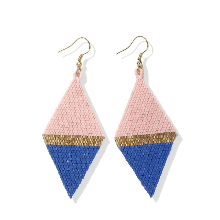 Frida Color Block Triangle Beaded Earrings in Blush