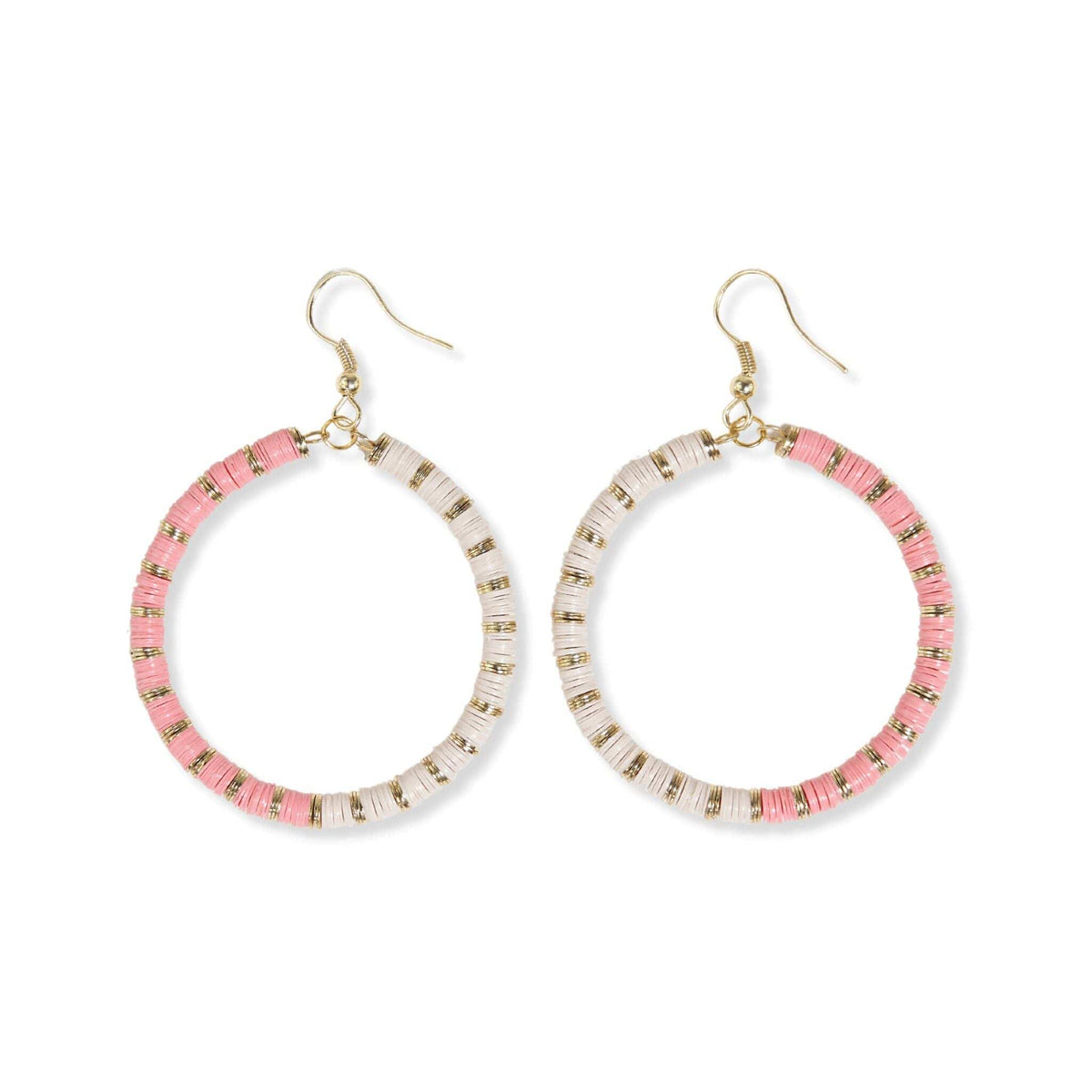 Fonda Half & Half Hoop Earrings in Light Pink