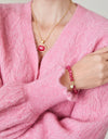 Spartina Stone Stretch Bracelet Pink