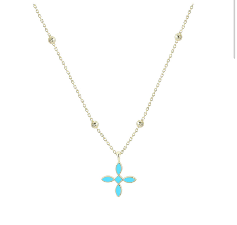 Enamel Cross Drop Necklace