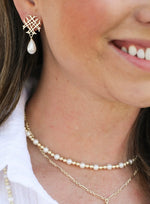 Natalie Wood Adorned Logo Earrings w/ Pearl in Gold & Silver