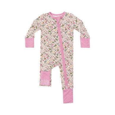 Angel Dear Acorn Floral 2 Way Zipper Romper