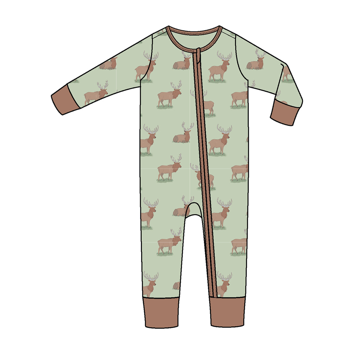 Angel Deer Elk 2 Way Zipper Romper