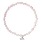 Mini Faceted Stone Stacking Bracelet in Rose Quartz and Silver