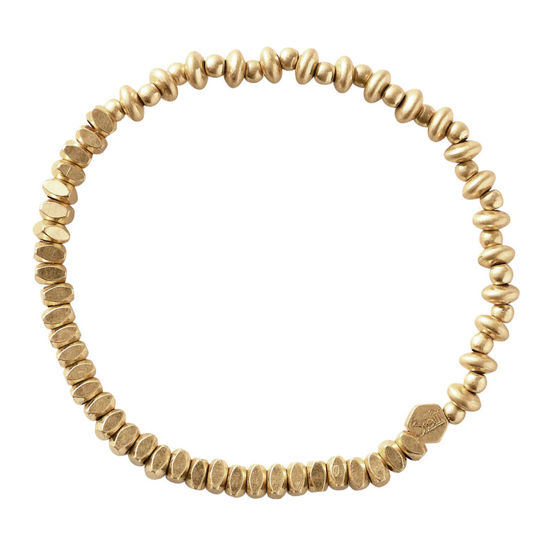 Gold Mini Metal Mixed Bead Stackable Bracelet