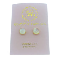 Lotus Gemstone White Moonstone Earrings